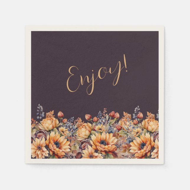 Guardanapo De Papel Cores d'água e Flores - Ação de Graças (Frente)