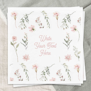 Guardanapo De Papel Cores de água Flores selvagens e verde