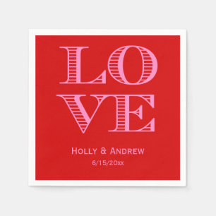Guardanapo De Papel Cores DIY: Alfabeto LOVE Quadrado Rosa Quente