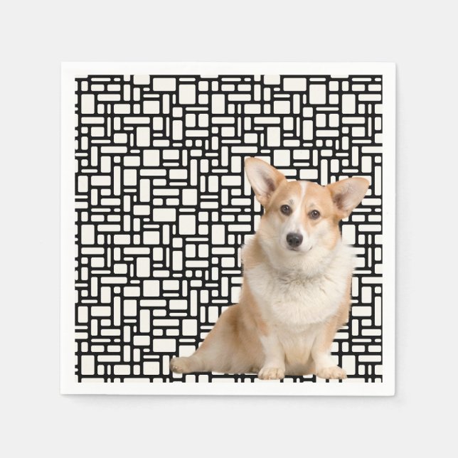 Guardanapo De Papel Corgi Abstrato (Frente)