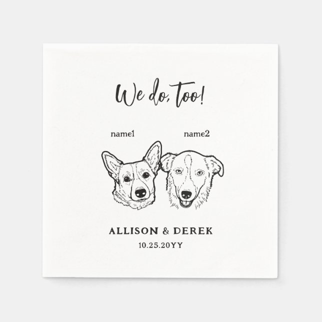 Guardanapo De Papel Corgi Border Collie Nós Fazemos Casamento Com 2 Cã (Frente)