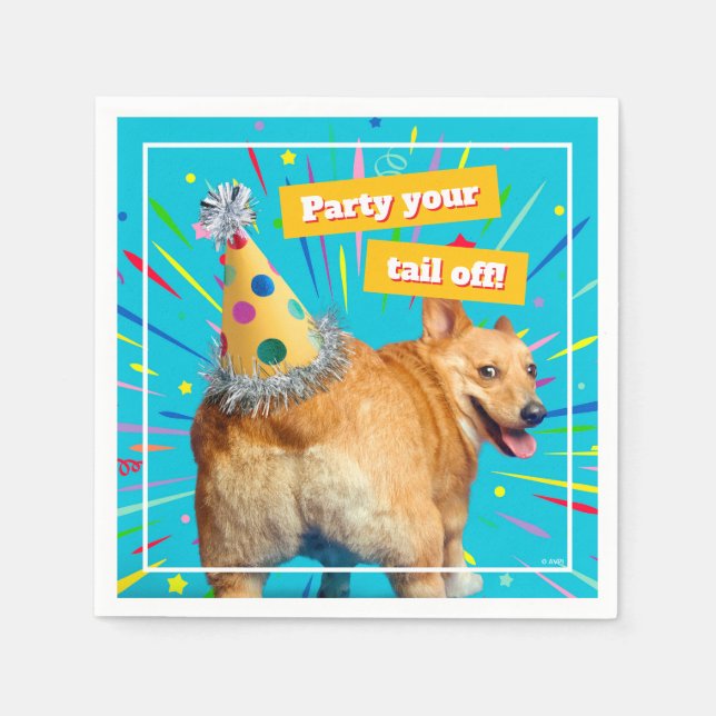 Guardanapo De Papel Corgi Butt Birthday Hat (Frente)