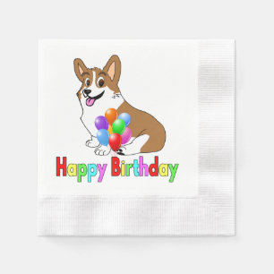 Guardanapo De Papel Corgi do feliz aniversario