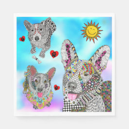 Guardanapo De Papel Corgi Napkins bonito e colorido