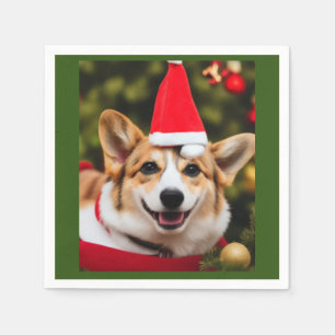 Guardanapo De Papel Corgi sorrindo de natal