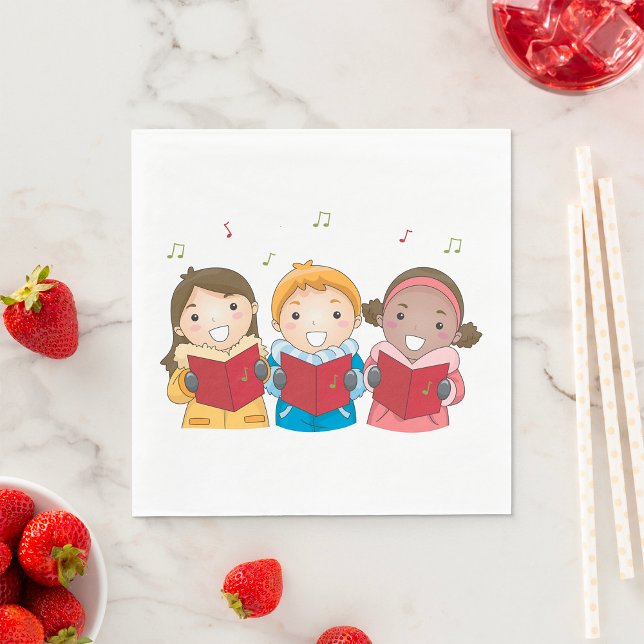 Guardanapo De Papel Coro de Natal de Crianças Cantoras de Natal Conjun (Criador carregado)