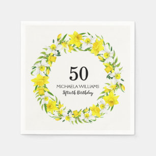 Guardanapo De Papel Coroa Amarela Branca de Daffodil 50º Aniversário N
