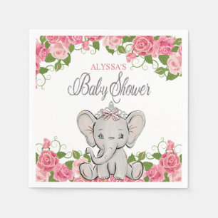 Guardanapo De Papel Coroa de Elefante Princesa Flor Rosa Chás de Bebê