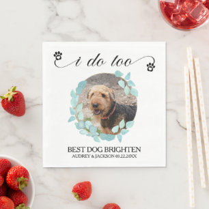 Guardanapo De Papel Coroa de Eucalipto Foto de Cachorro Casamento