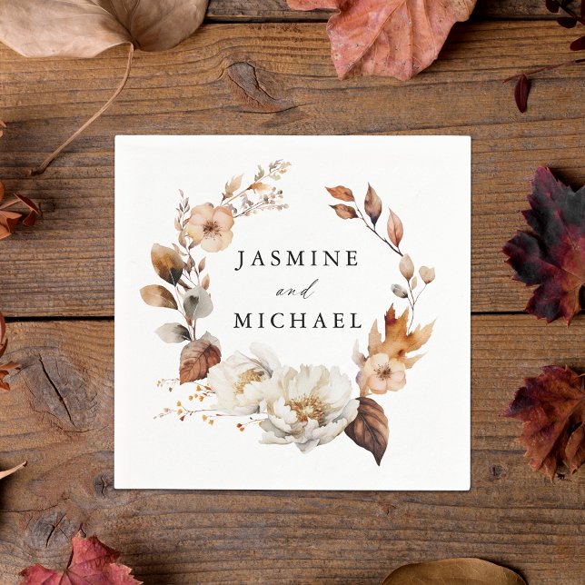Guardanapo De Papel Coroa de Flores Outonal Rústica para Casamento (Criador carregado)