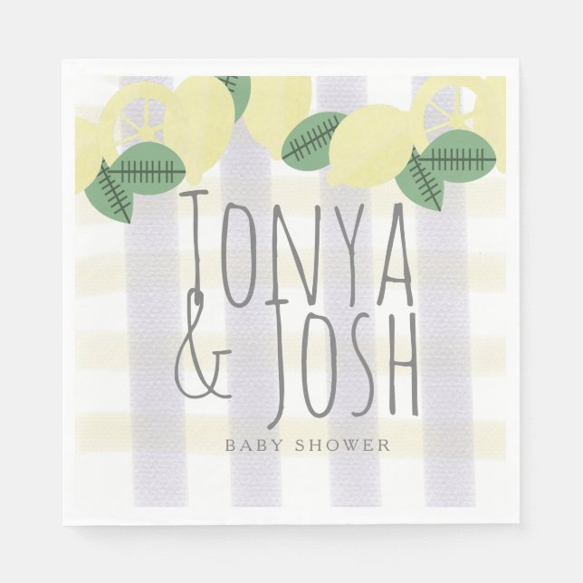 Guardanapo De Papel Coroa de Limão Moderna Citrino Amarelo Cinza (Frente)