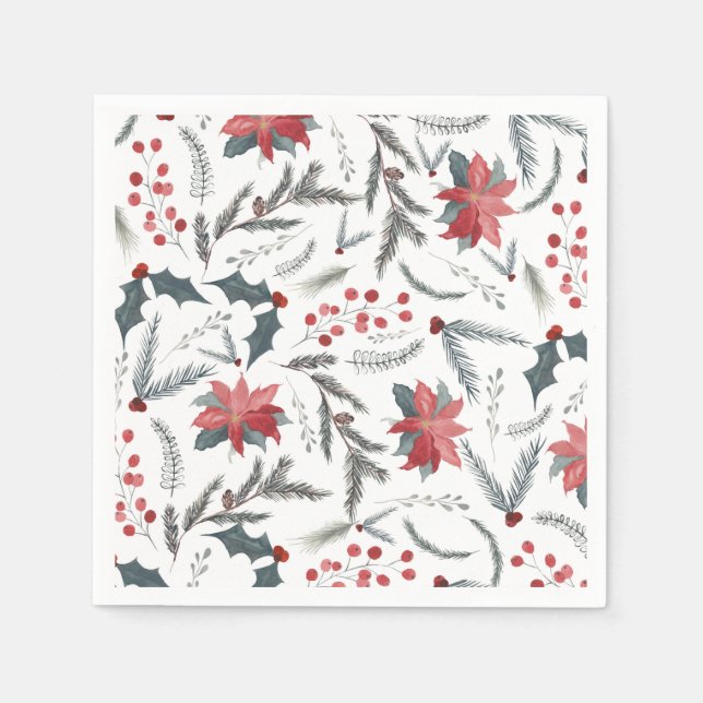 Guardanapo De Papel Coroa de Natal de frutas e pinheiro para festas de (Frente)