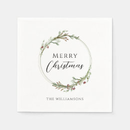 Guardanapo De Papel Coroa de Natal Minimalista Personalizada