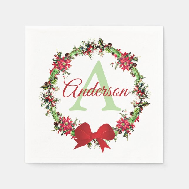 Guardanapo De Papel Coroa de Natal personalizada (Frente)