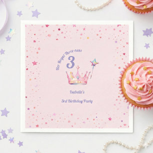 Guardanapo De Papel Coroa de Princesa 3º Aniversário Realeza Tripla