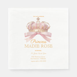 Guardanapo De Papel Coroa de Princesa Rosa Conto de Fadas Aniversário