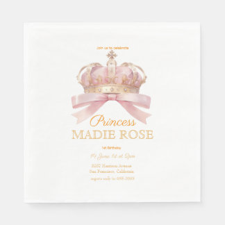 Guardanapo De Papel Coroa de Princesa Rosa Conto de Fadas Aniversário