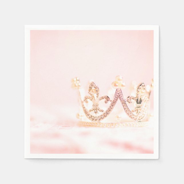 Guardanapo De Papel Coroa de Princesa Rosa e Prata (Frente)