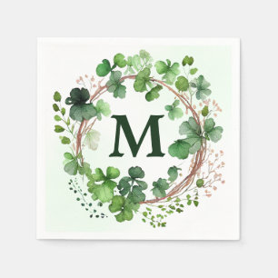 Guardanapo De Papel Coroa de Trevo Verde Aquarela Dia de São Patrício