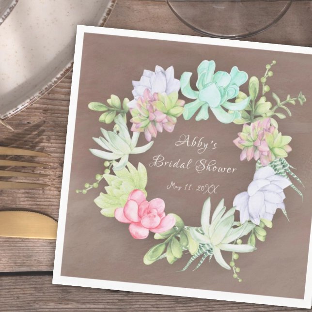 Guardanapo De Papel Coroa de Verdes Suculentas para Chá de Noiva (Criador carregado)