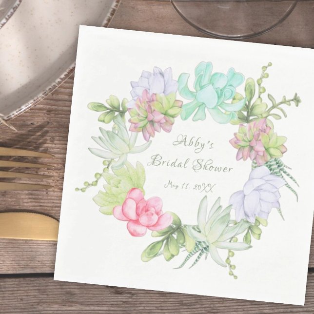 Guardanapo De Papel Coroa de Verdes Suculentos para Chá de Noiva (Criador carregado)