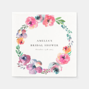 Guardanapo De Papel Coroa Floral Aquarela Boho Chá de Noiva