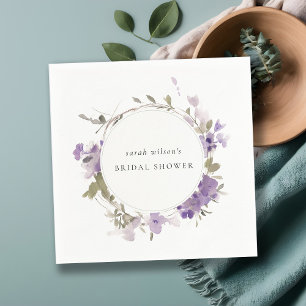 Guardanapo De Papel Coroa Floral de Lilás de Prado Rústico Chá de Noiv