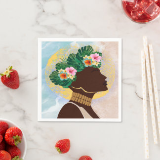 Guardanapo De Papel Coroa Floral de Mulher Americana Africana