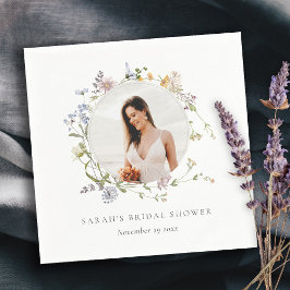 Guardanapo De Papel Coroa Floral de Prado Rústico Foto Chá de Noiva