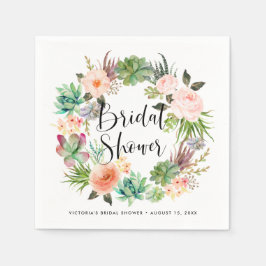 Guardanapo De Papel Coroa Floral de Suculentas Boho Chás de Noiva de V