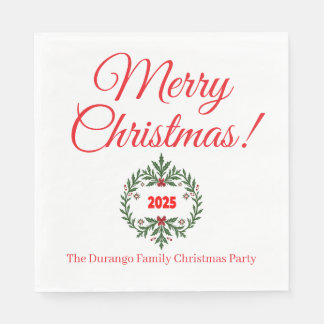Guardanapo De Papel Coroa Floral Festiva de Natal Personalizada para A