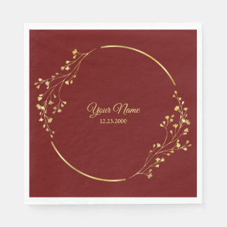 Guardanapo De Papel Coroa Geométrica Floral Dourada de Casamento Verme