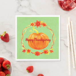 Guardanapo De Papel Correspondência de Ação de Graças Aquarela Pumpkin