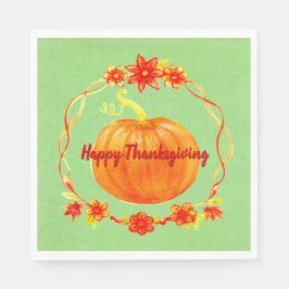 Guardanapo De Papel Correspondência de Ação de Graças Aquarela Pumpkin