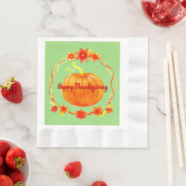 Guardanapo De Papel Correspondência de Ação de Graças Aquarela Pumpkin