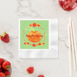 Guardanapo De Papel Correspondência de Ação de Graças Aquarela Pumpkin