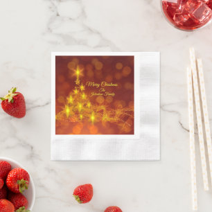 Guardanapo De Papel Correspondência Definir Árvore de Estrelas Dourada