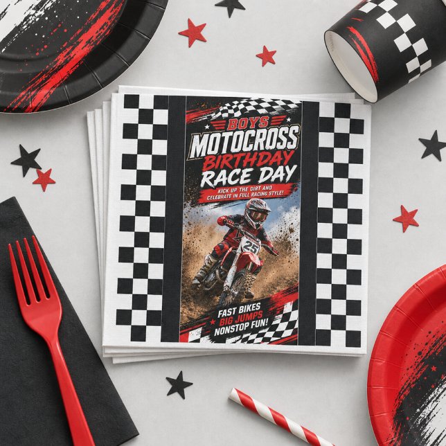 Guardanapo De Papel Corrida de Motocross de Aniversário  (Criador carregado)