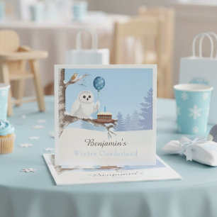 Guardanapo De Papel Coruja-das-neves Aniversário Winter Onederland