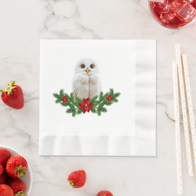 Guardanapo De Papel Coruja de Natal com Neve Branca (Insitu)