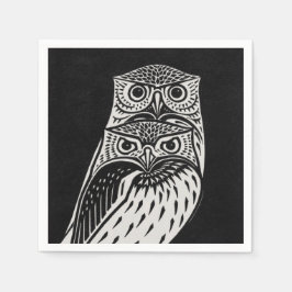 Guardanapo De Papel Corujas Livro Branco e Negro Nápoles