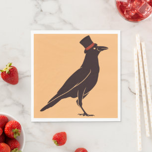 Guardanapo De Papel Corvids - Tophat Blackbird Raven