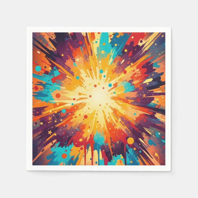 Guardanapo De Papel Cosmic Burst Abstract Splatter Art (Frente)