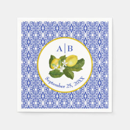 Guardanapo De Papel Costa Amalfitana I Limão Italiano & Azulejo Azul M