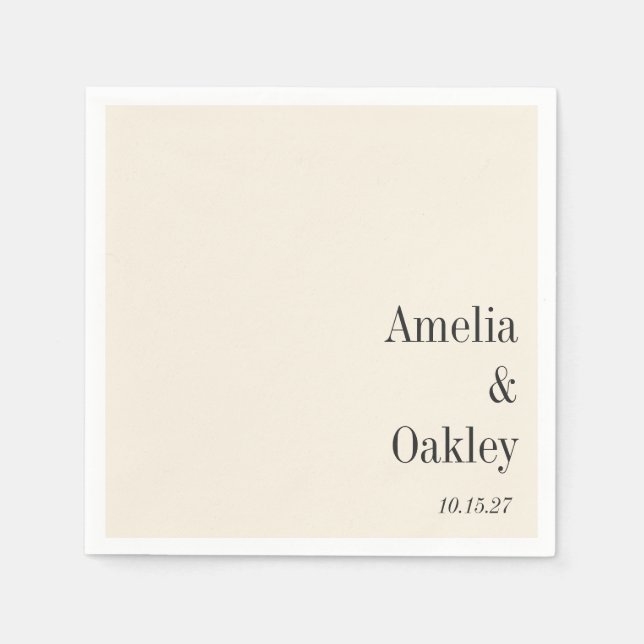 Guardanapo De Papel Costume de Casamento Elegante Negro de Ivory Ecru  (Frente)