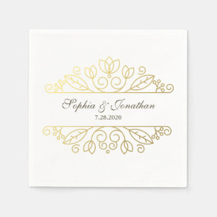 Guardanapo De Papel Costume Dourado chique do casamento do vintage