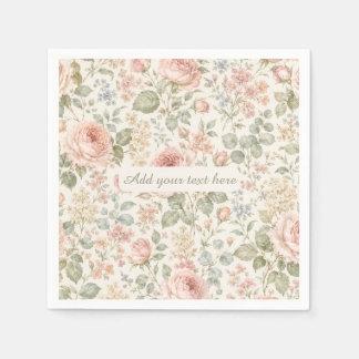 Guardanapo De Papel Cottagecore Rosa Empoeirada Verde Floral Jardim