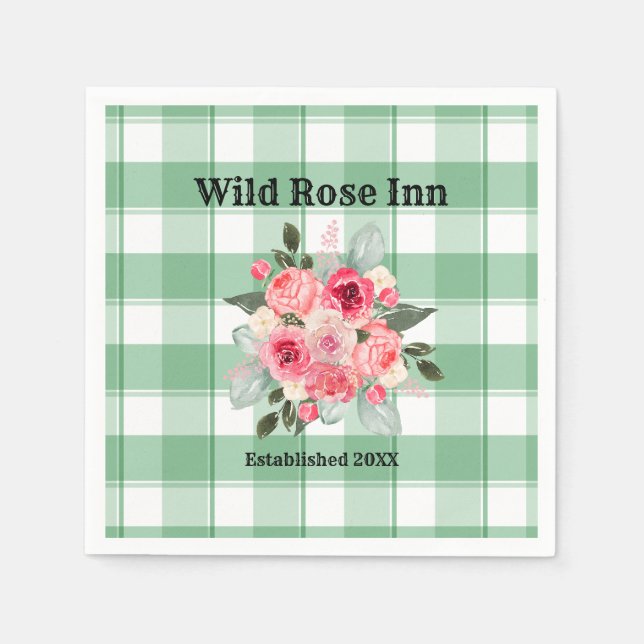 Guardanapo De Papel Country Gingham Wild Rosas B & B (Frente)