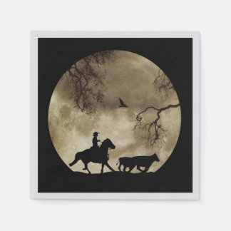 Guardanapo De Papel Country Western Cowboy and Horse in Moonlight