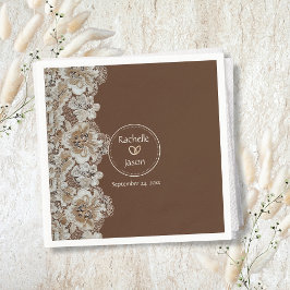 Guardanapo De Papel Couro e renda russos românticos do país ocidental